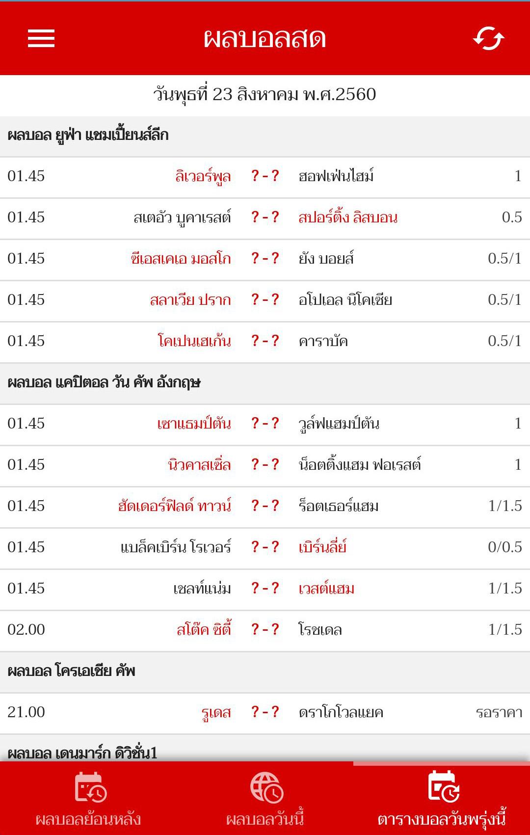 ภาพ ราคาบอลวันนนี้ พร้อมรายละเอียด กัลโช่ เซเรีย อา และ VIP